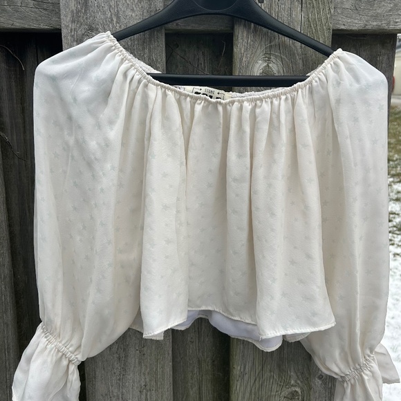 Stone Cold Fox 100% Silk Boho Off Shoulder Crop Top - Picture 1 of 13